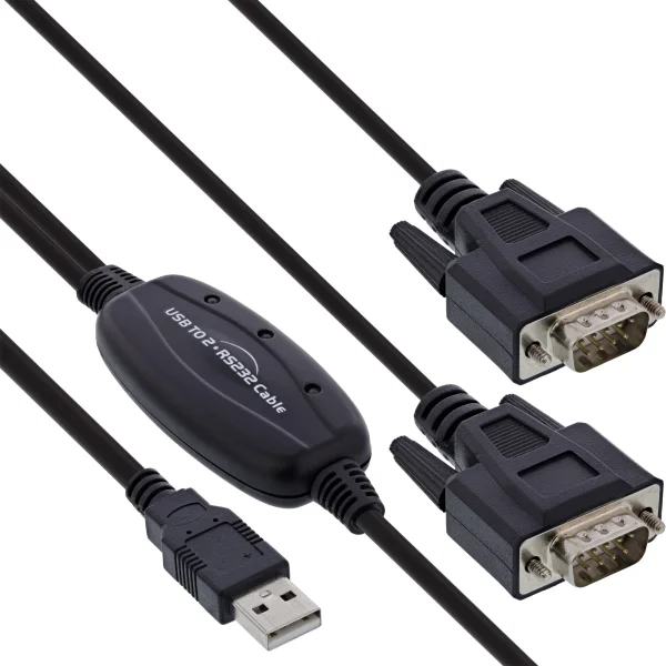 InLine® USB 2.0 zu 2x Seriell Adapterkabel Stecker A an 2x 9pol SubD ST, 1,5m