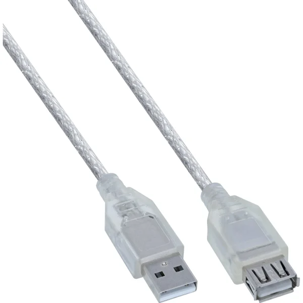 InLine® USB 2.0 Verlängerung, St/Bu, Typ A, transparent, 2m