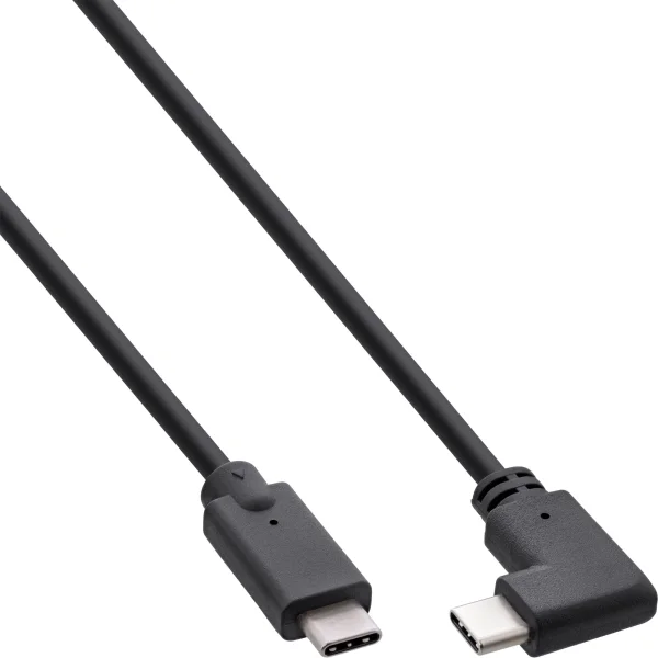 InLine® USB-C Kabel gewinkelt, USB 3.2 Gen.2x2, 20Gb/s, 100W, schwarz, 1,5m