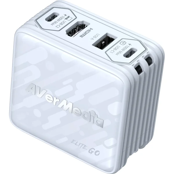 AVerMedia EliteGo (White) - 100W GaN Ladegerät mit FHD Videoaufnahme