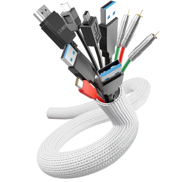 LABEL THE CABLE PRO Cable Tube, flexibler Kabelschlauch, 25mm/25m, weiß