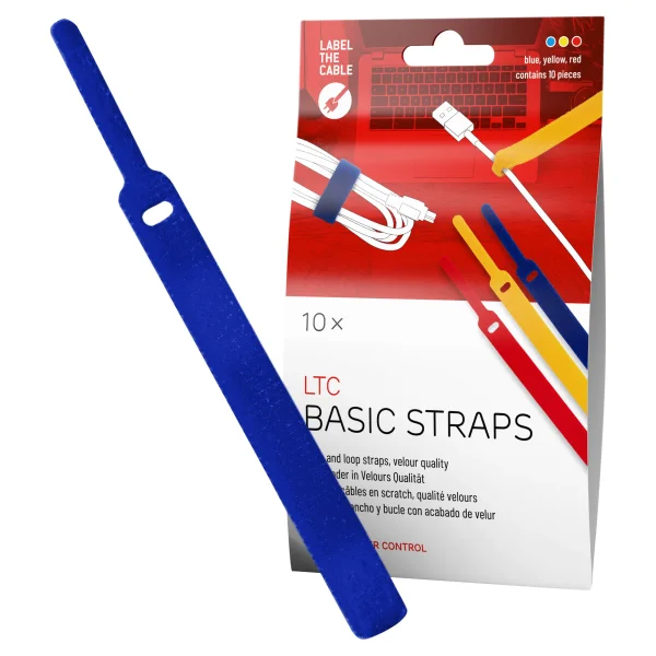 LABEL THE CABLE LTC Basic Straps, Klettkabelbinder 10er Set (gelb, blau, rot)
