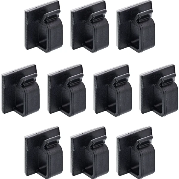 10er Pack InLine® Kabelmanager Klebesockel M, Nylon, 3M-Klebepad, schwarz