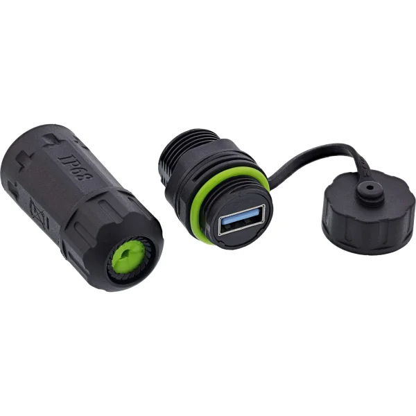 InLine® USB-A-Kabelkupplung, kurz, IP68, 2x USB-A Buchse, geschirmt
