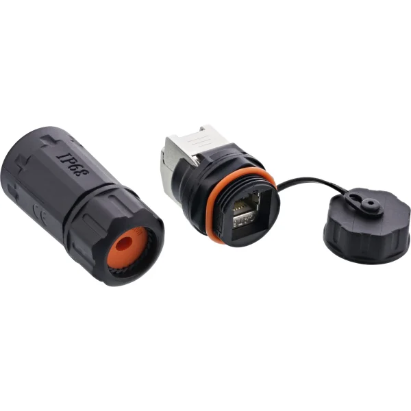 InLine® Patchkabelbuchse, RJ45 Cat.6A, IP68, für Industrie, mit Staubkappe
