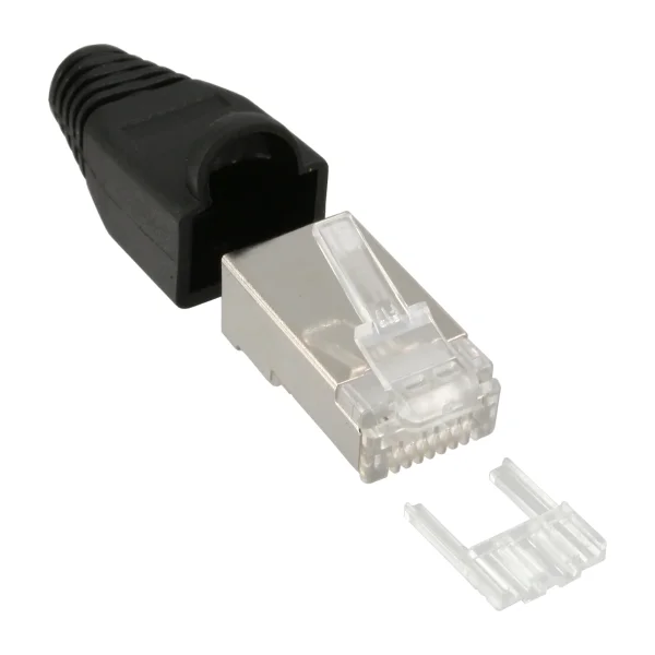 InLine® Crimpstecker RJ45 geschirmt, Knickschutz schwarz Einfädelhilfe 10er Pack