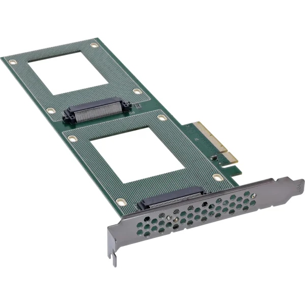 InLine® PCIe Karte zu 2x intern U.2 NVMe SFF-8639 – Bifurcation, PCIe x8, schmal