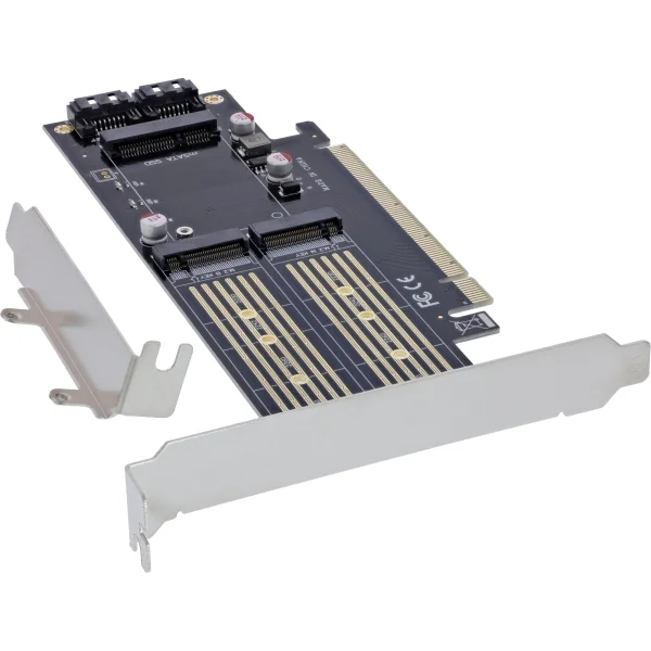 InLine® PCIe Karte x16 zu 2x M.2, 1x mSATA