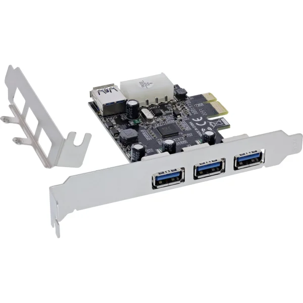 InLine® PCIe Karte, 3x+1x USB 3.2 Gen.1, Molex kompatibler 4-Pin Stromanschluss