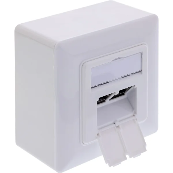 InLine® Cat.6A Netzwerkdose, 2x RJ45, AP/UP, geschirmt, weiß, 76842A