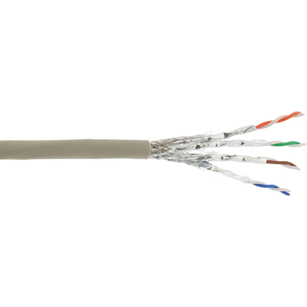 InLine® Patchkab., S/FTP (PiMf), Cat.6A, 500MHz, halogenfrei, Kupfer, grau, 100m