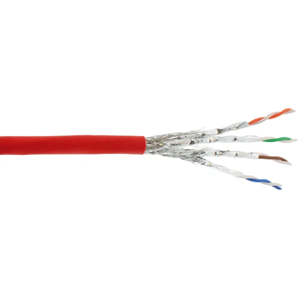 InLine® Patchkabel, S/FTP (PiMf), Cat.6A, 500MHz, halogenfrei, Kupfer, rot, 100m