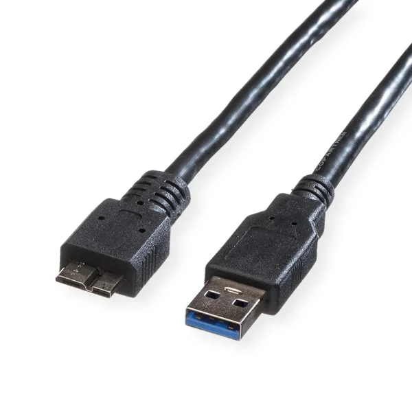 ROLINE USB 3.2 Gen 1 Kabel, A ST - Micro B ST, schwarz, 0,8 m