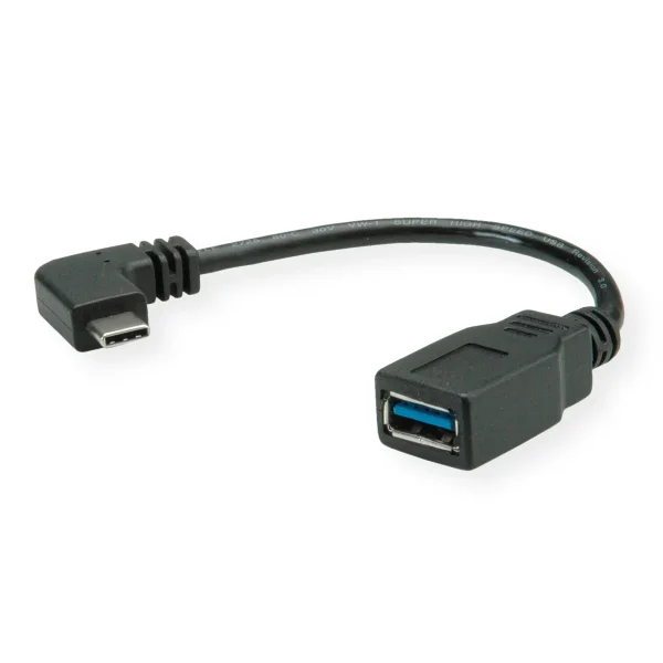 ROLINE USB 3.2 Gen 1 Kabel Typ C - Typ A, ST/BU, OTG, schwarz, 0,15 m