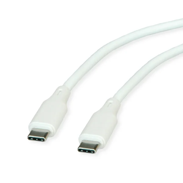 ROLINE USB 2.0 Kabel, Typ C-C, ST/ST, Silikon, 60W, weiß, 1 m
