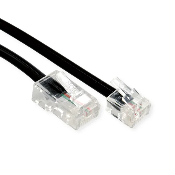 Telefonkabel RJ11 (6P2C) - RJ45 (8P2C), schwarz, 2 m