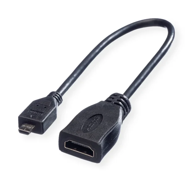 ROLINE HDMI High Speed Kabel mit Ethernet, HDMI BU - Micro HDMI ST, 0,22 m