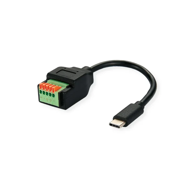 ROLINE Kabeladapter USB-Typ-C Stecker zu 5-Pin-Klemmleiste, (Drucktasten), 15 cm