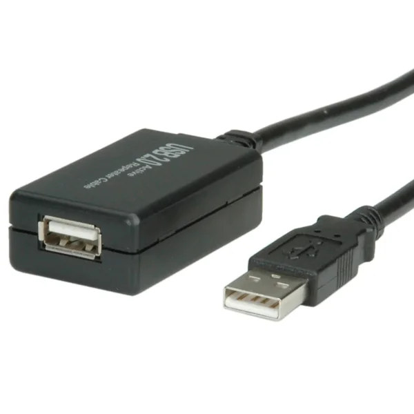 VALUE USB 2.0 Verlängerung, aktiv, mit Repeater, schwarz, 12 m