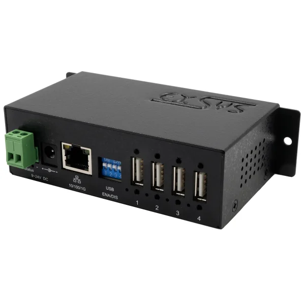 EXSYS EX-6003HMVS Device Server 4x USB 2.0, DIN-Rail-Kit, Metall-Gehäuse