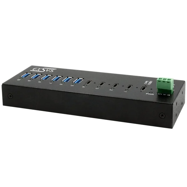 EXSYS EX-12280HMS 10-Port USB 3.2 Gen 2 Metall HUB, mit 4x C-Anschlüsse und 6x A-Anschlüsse