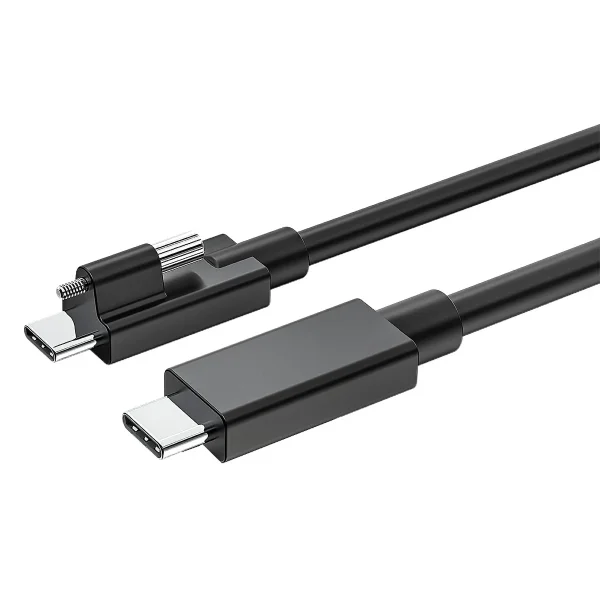 EXSYS EX-K1599V-1.5 USB4 Kabel USB-C Stecker mit Rändelschraube oben, 8K UHD-2, 40Gbit/s, 5A, 240W, schwarz, 1,5 m