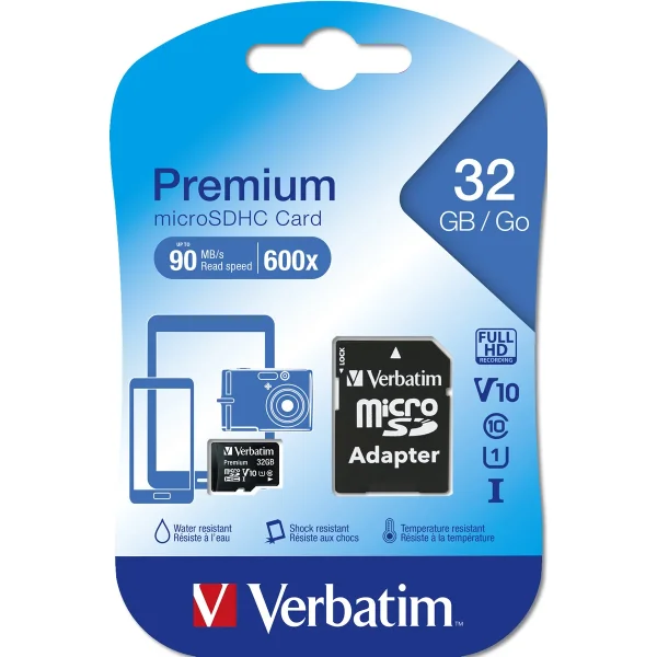 VERBATIM microSDHC Card 32GB Class 10 Retail