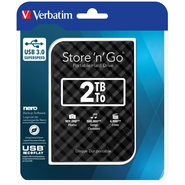 VERBATIM Festplatte 2TB USB3.0 schwarz