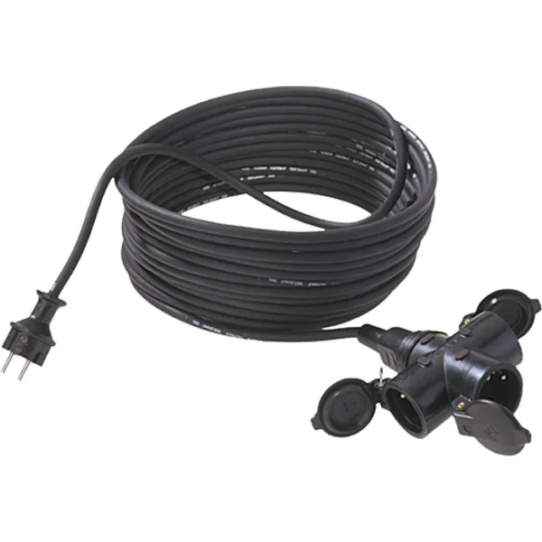 BACHMANN Extension 3G1,5mm², 3x, H07RN-F Gummi/Neopren 3fach, schwarz, 10 m