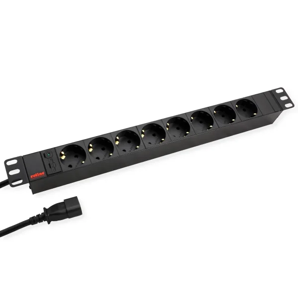 ROLINE 19-Zoll Steckdosenleiste 8fach, C14-Stecker, schwarz, 2 m