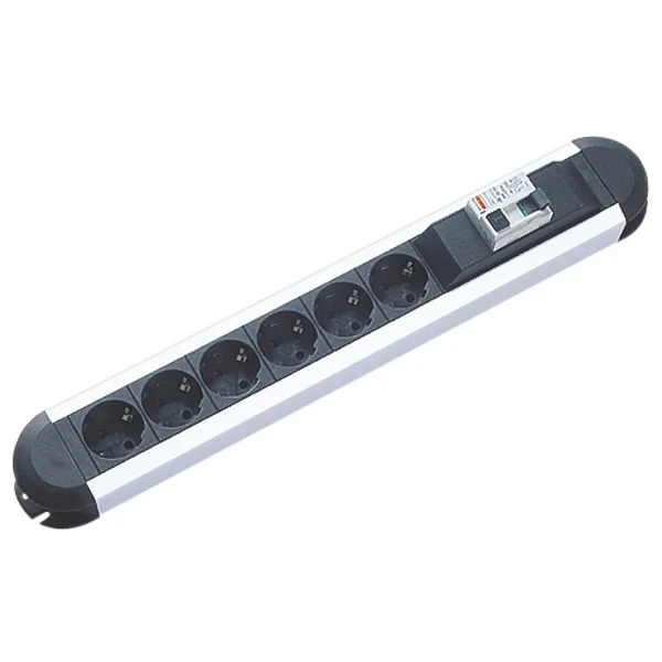 BACHMANN PRIMO RCD Steckdosenleiste 6x Schutzkontakt 1xRCD Schutz, Aluminium, 2 m