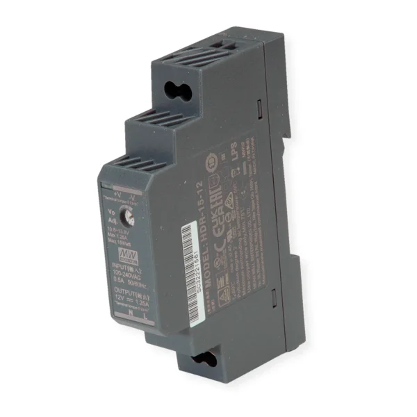 MEAN WELL HDR-15-12 Hutschienennetzteil 15W 12V DC, anthrazit
