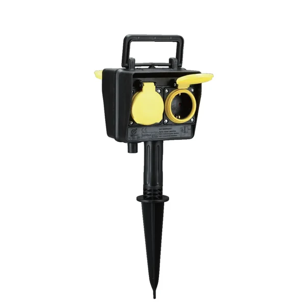 BACHMANN Gartensteckdose mit Erdspieß, 4x CEE 7/3, IP44, Outdoor