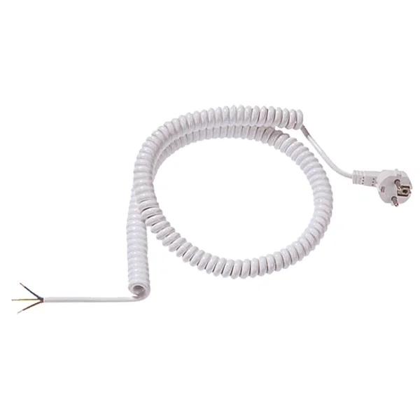 BACHMANN Wendelleitung 1-4m weiss, H05VV-F 3G1,5mm² AEH/CEE7/7