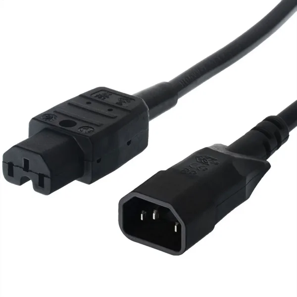 BACHMANN Netzkabel Kaltgerätestecker-Stecker auf Warmgeräte-Kupplung, IEC320 C14/C15, schwarz, 1,5 m