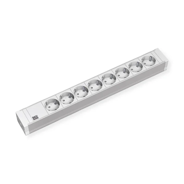 BACHMANN 19'' PVC 8x Schutzkontakt-Steckdosenleiste, 2,0m Schutzkontaktstecker