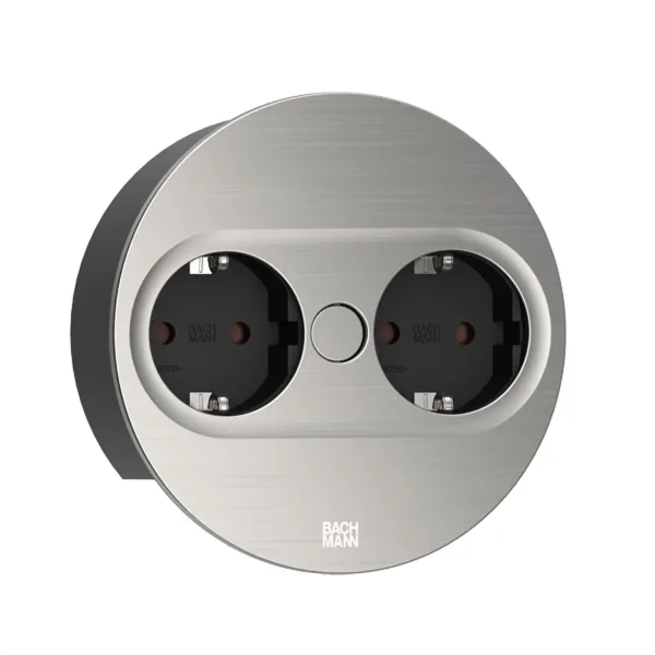 BACHMANN TWIST 2 2xCEE7/3 2,0m AEH Edelstahl-Optik rund