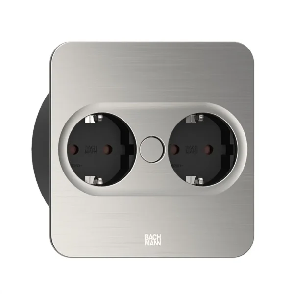 BACHMANN TWIST 2 2xCEE7/3 2,0m AEH Edelstahl-Optik eckig