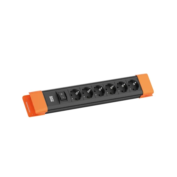 BACHMANN CONNECTUS 6xCEE7/3, 1xSchalter 2,0m CEE7/7 Schwarz/Orange