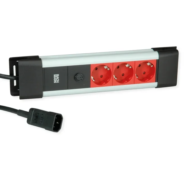 BACHMANN CONNECTUS 3xCEE7/3, 10A  C14-Stecker, rot, 2 m