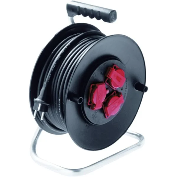 BACHMANN Schutzkontakt-Aufrollkabeltrommel 3fach 230VAC, IP44, 25 m