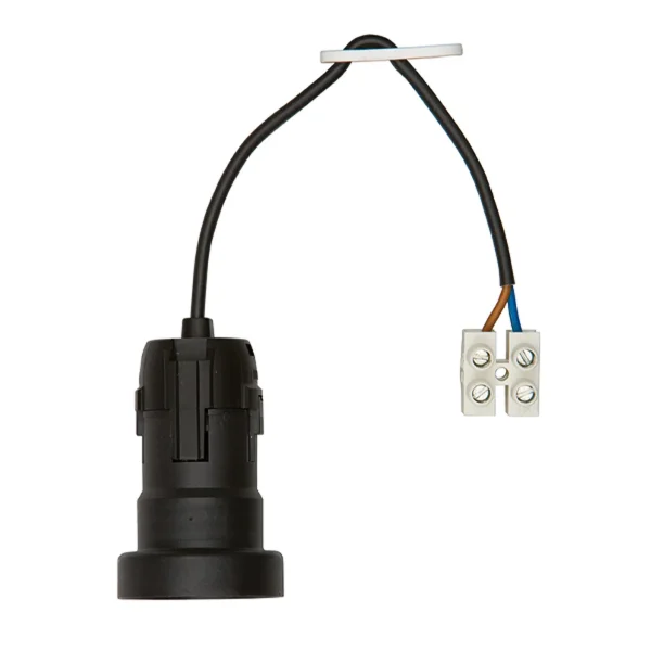 BACHMANN Baustellenfassung E27, H03VV-F 2x0,75mm, Schraubklemme, schwarz, 0,2 m