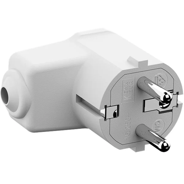 BACHMANN Montage-Winkelstecker weiß, CEE 7/7 2-polig mit Schutzkontakt