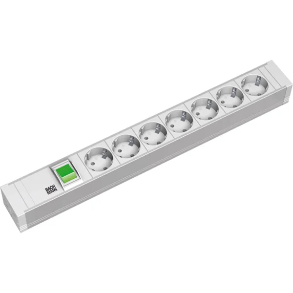 BACHMANN 19" PVC 7xCEE7/3 1xSchalter Strom 2,0m CEE7/7