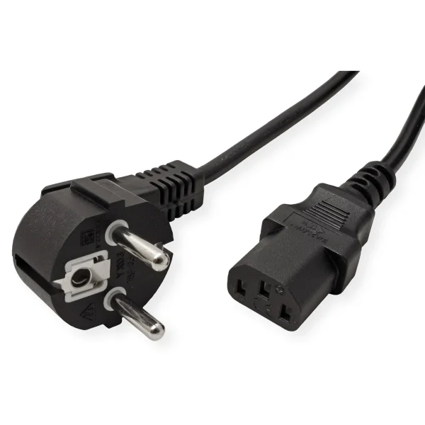 VALUE Netzkabel, CEE7/7-Stecker & IEC-Buchse gerade, schwarz, 0,6 m