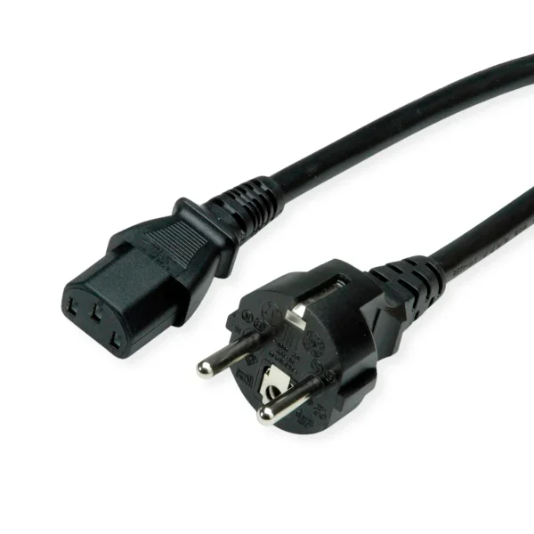 VALUE Netzkabel, IEC-Buchse & CEE7/7-Stecker gerade, schwarz, 0,6 m