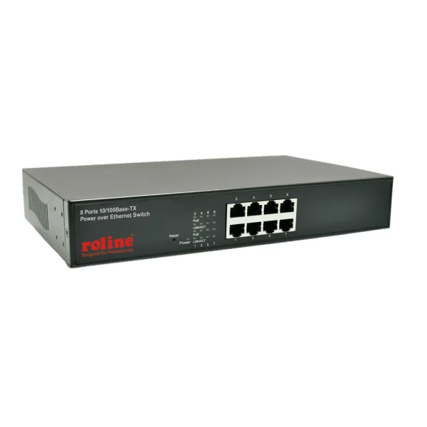 ROLINE PoE Fast Ethernet Switch, 8 Port, (8x PoE), 19-Zoll-Einbau