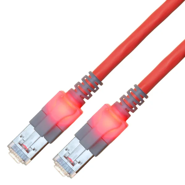 EasyLan DualBoot LED Patchkabel RJ45 S/FTP Cat.6 (Class E), mit saCon Stecker, LSOH, rot, 7 m