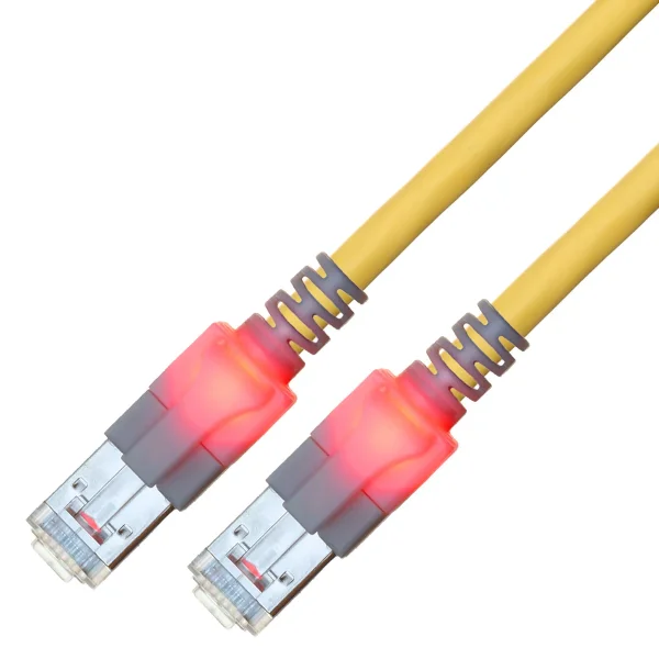 EasyLan DualBoot LED Patchkabel RJ45 S/FTP Cat.6 (Class E), mit saCon Stecker, LSOH, gelb, 7 m