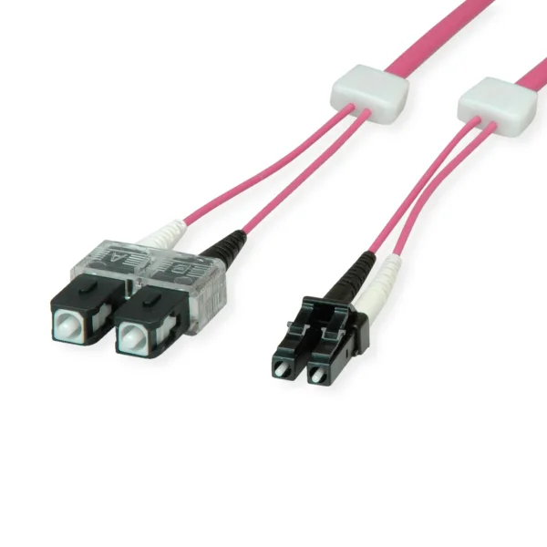 EasyLan LWL-LED-Patchkabel duplex 50/125µm OM4, LC/SC, violett, 5 m